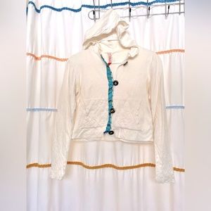 Esprit Upcycled soft cotton cropped button up hoodie